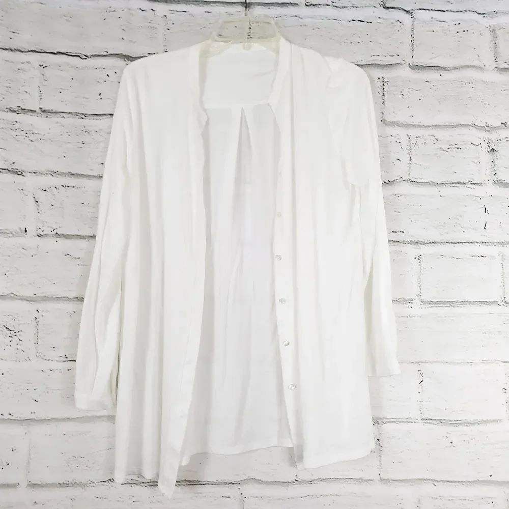 Eileen Fisher tencel open front cardigan white
